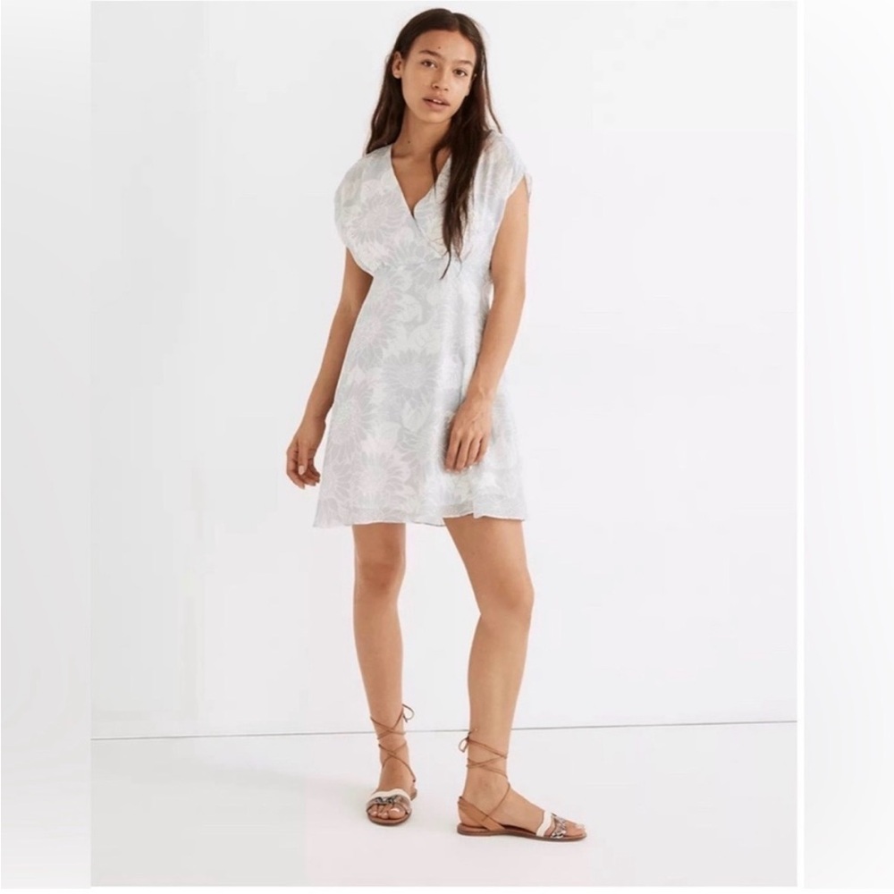 Madewell White silk Floral Mini Dress